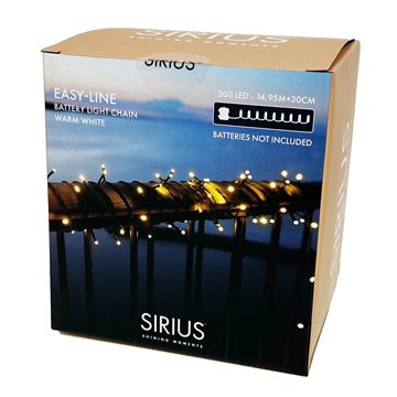 Batteridrevet lyskæde på 14,95 meter med 300 LED'er - i varm hvid 46424